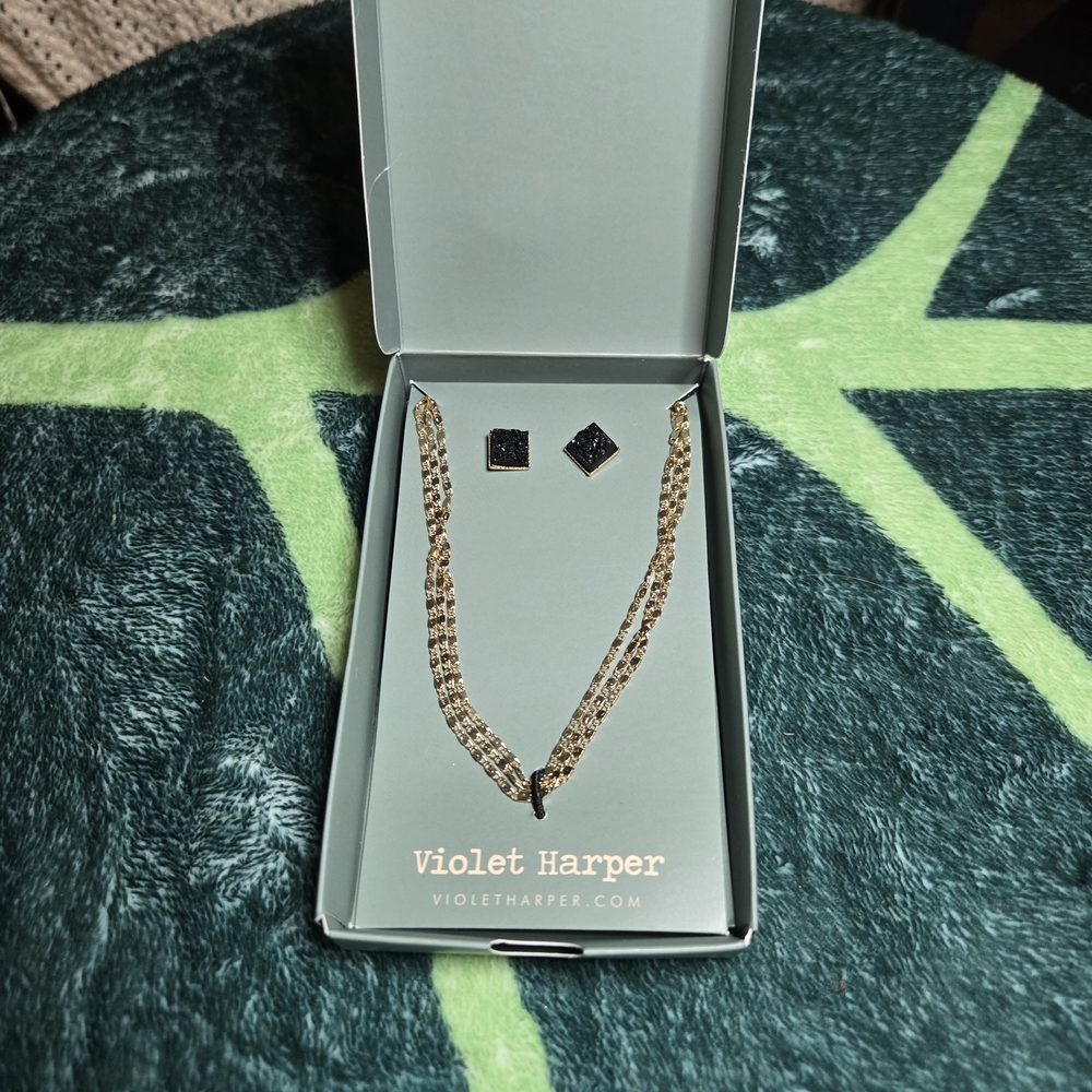 Gold Necklace and Earring Set